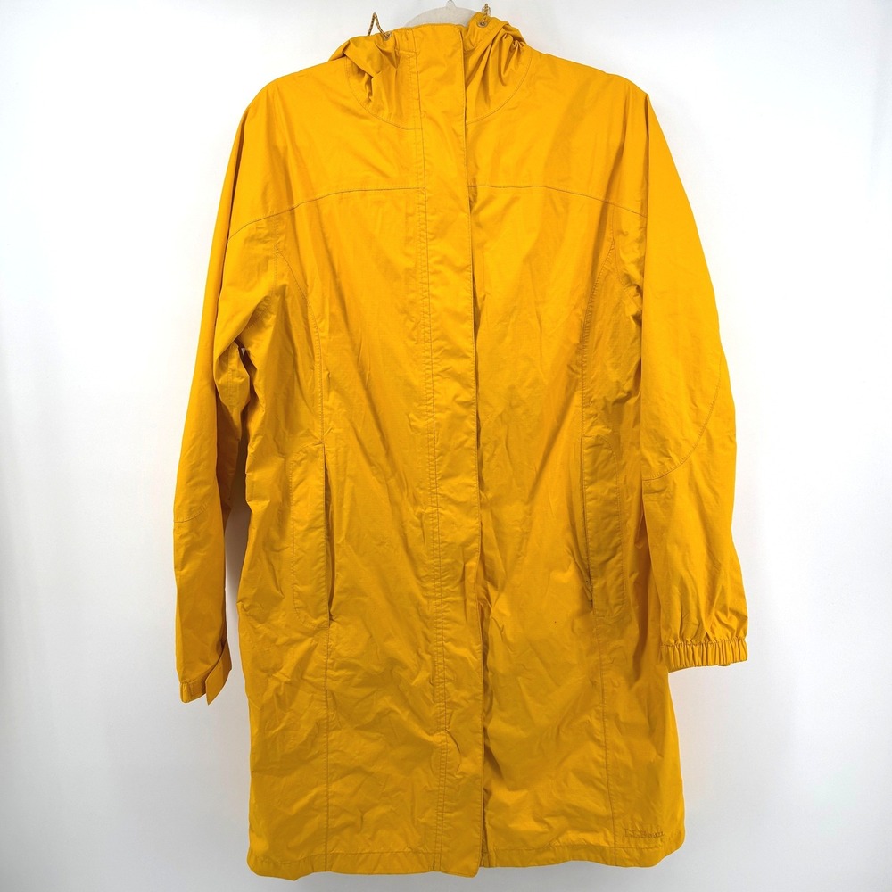 L.L. Bean Rain Coat Womens M Yellow Ripstop Hooded Parka Jacket Longline
